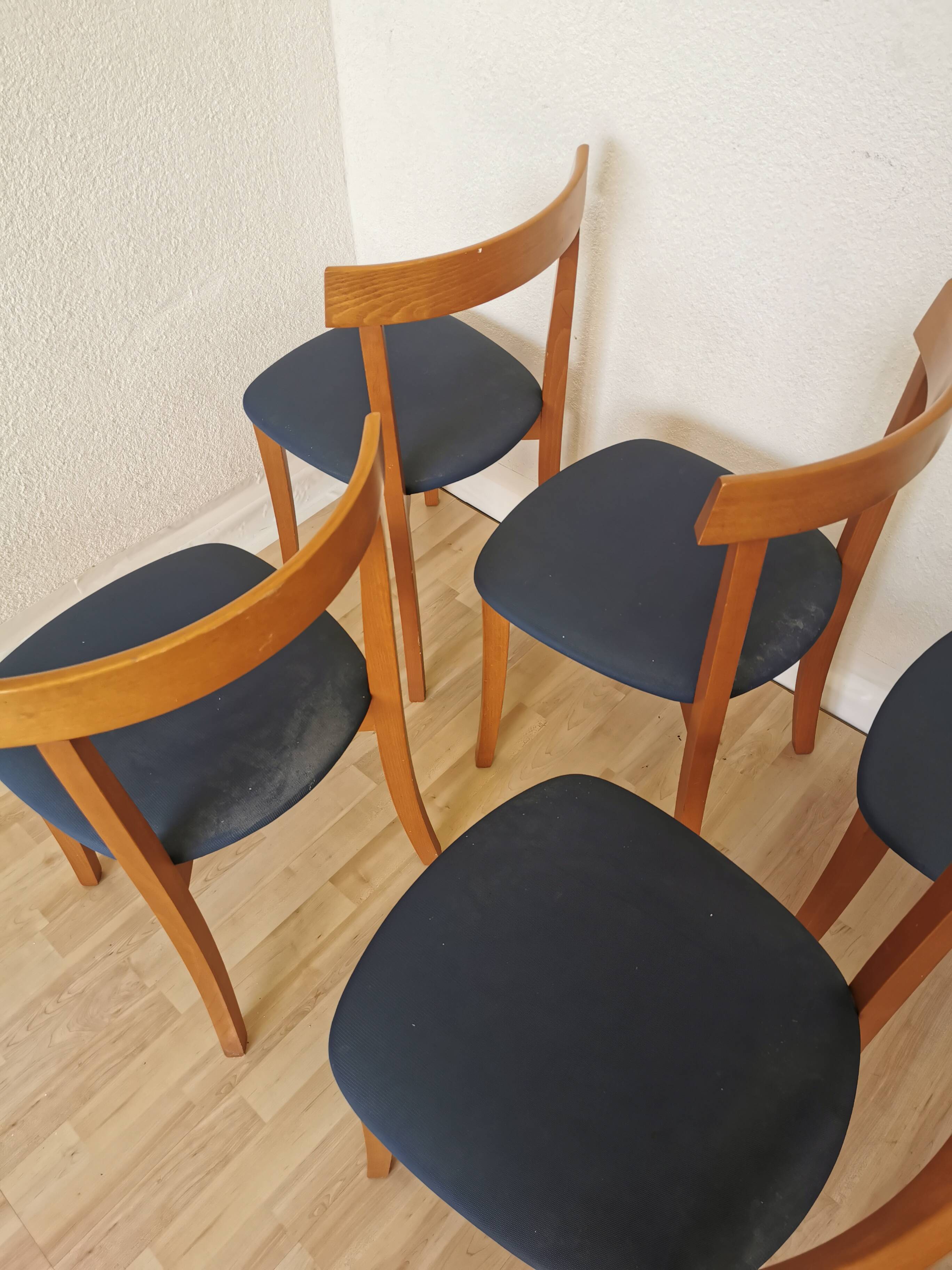 Set of 7 Vintage Calligaris Dining Chair: 1990s Italian Wooden Artek Style