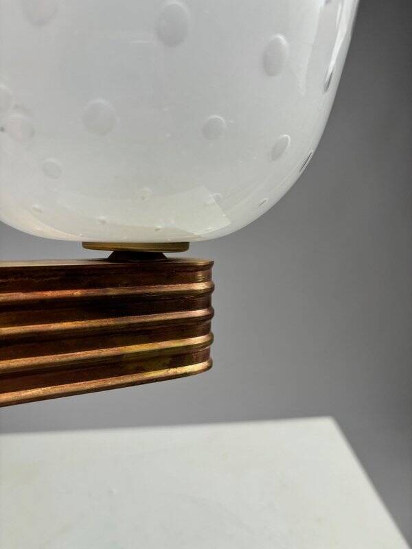 Large Art Deco Wall Lights in Blown Glass and Brass, Italy, 1940s, Set of 2