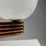 Large Art Deco Wall Lights in Blown Glass and Brass, Italy, 1940s, Set of 2