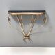 Vintage Wall Mounted Brass Console Table With Demilune Black Glass Top, Italy
