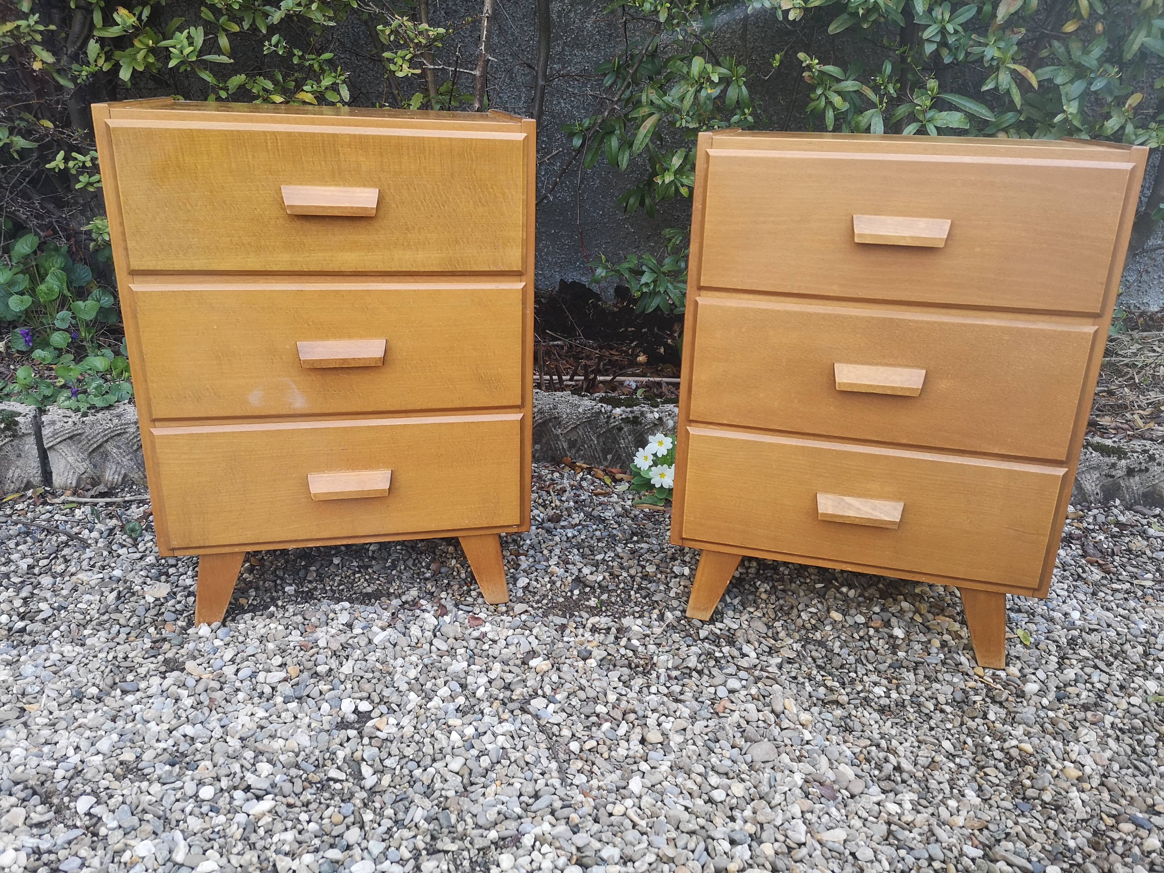 Pair of bedsides, small vintage Scandinavian dressers