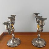 Pair of silver metal candlesticks