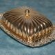 Silver metal butter dish / vintage 50s-60s