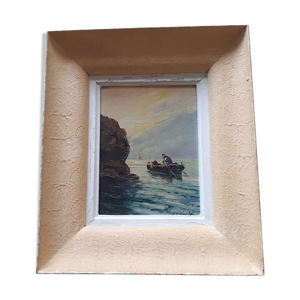 Huile sur panneau pêcheurs