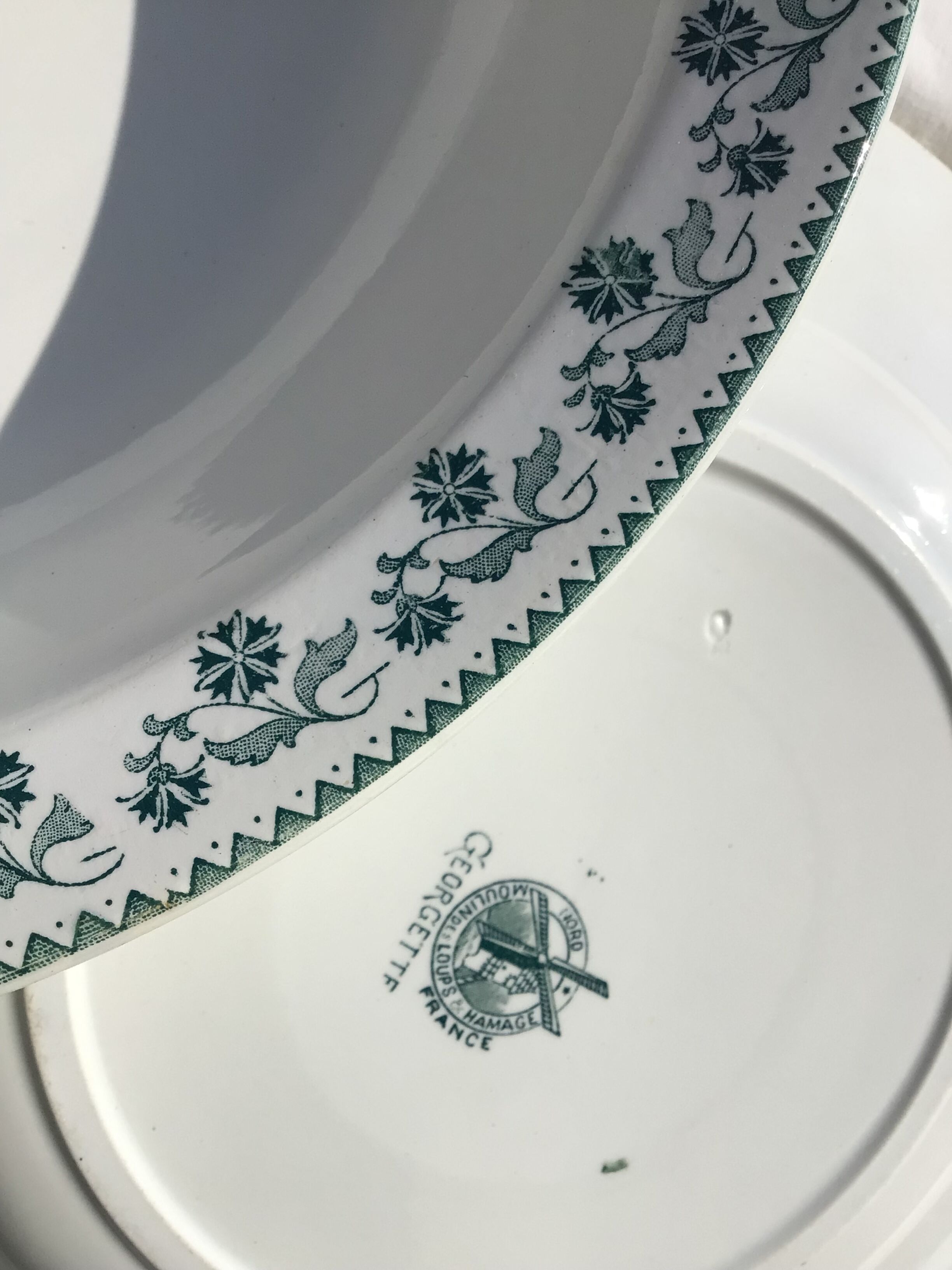 2 Plates Terre de Fer Moulin des Loups Georgette dark green diameter 28cm