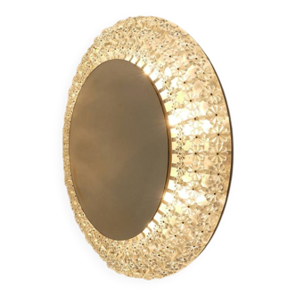 Grand miroir mural rond à fleurs de verre Emil Stejnar rétroéclairé par Nikoll Autriche