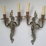 Paire d'appliques murales bougeoirs grandes anciennes