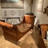 Set of 19th Century Italian Empire Flamed Walnut Sleigh Beds or Daybeds