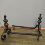 Pair of brass chenets