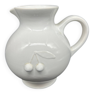 white ceramic cherry jug