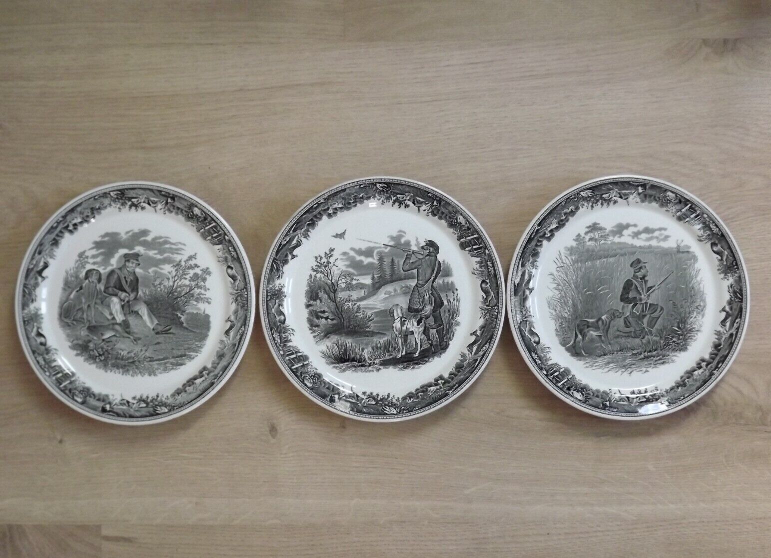 Lot de 3 assiettes, scène de chasse, Villeroy & Boch
