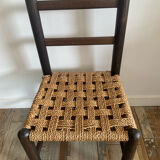 Duo de chaises enfant vintage en corde et bois