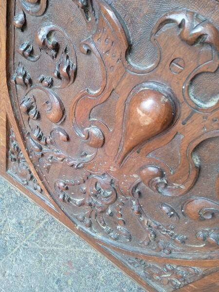 2 carved walnut woodwork panels early 20th century