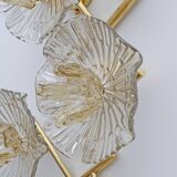 Pair of Modern Italian Murano Glass and Brass Flowers Wall Lamps
