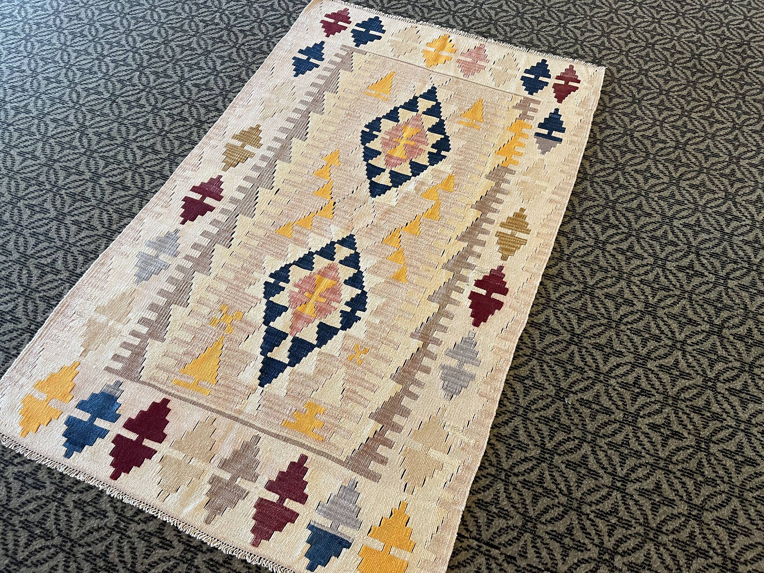 Tapis Kilim Vintage Pastel Fait Main