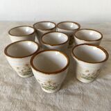Stoneware egg cups, floral decoration