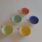 5 earthenware coffee or tea cups from saint amand france 1950