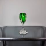 Sommerso green candle holder by Flavio Poli for Seguso, Murano glass, Italy, 1970
