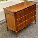 Louis XV crossbow commode in solid cherry wood from the 20th century.