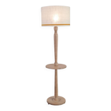 Light wood floor lamp with Art Deco wooden shelf