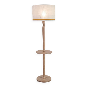 Lampadaire Art déco en hêtre clair avec tablette intégrée