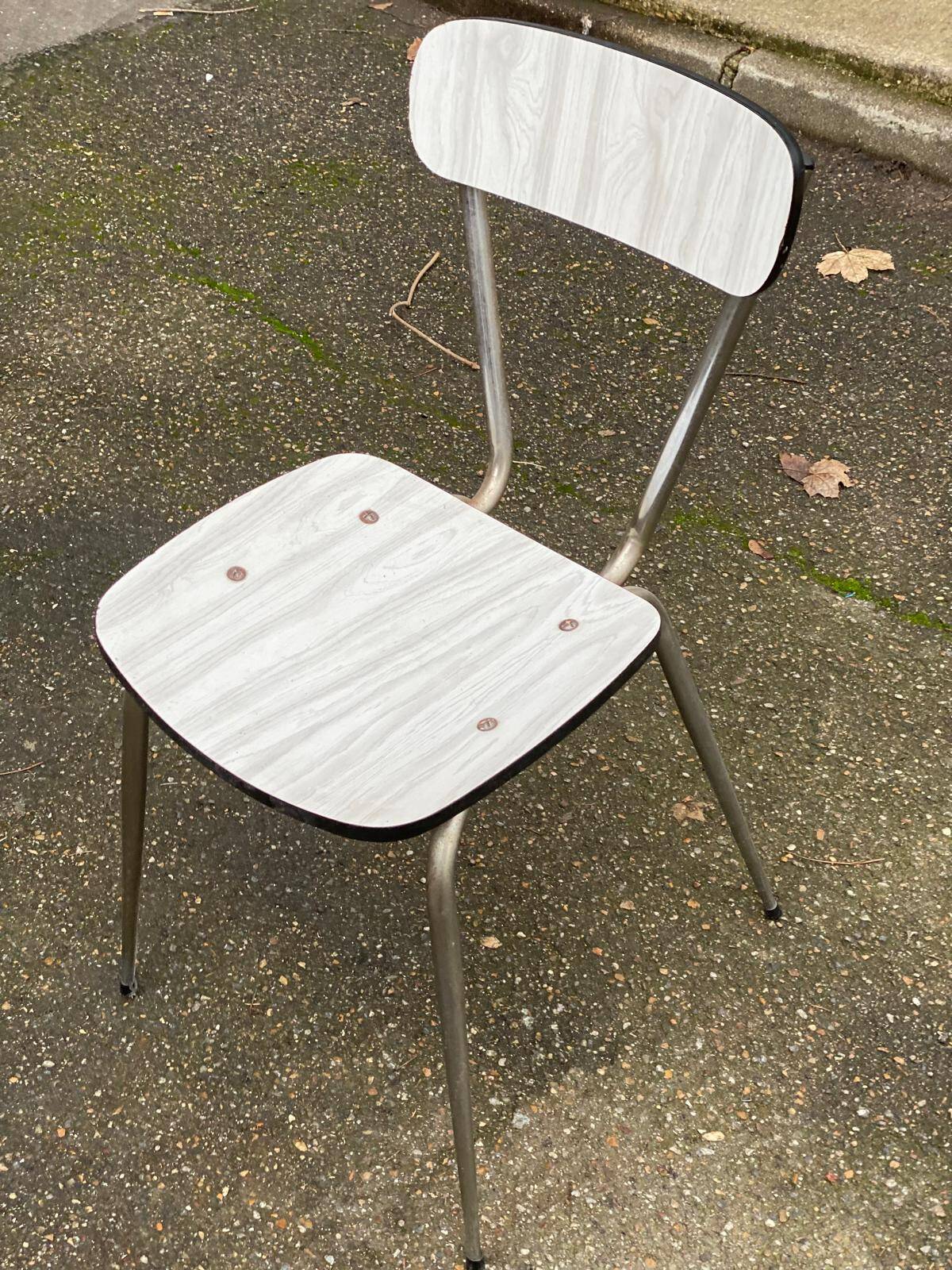Beige formica and steel workshop chair