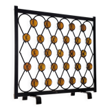 Wrought Iron Fire Screen with Orange Acrylic, Mid-Century, 1960s