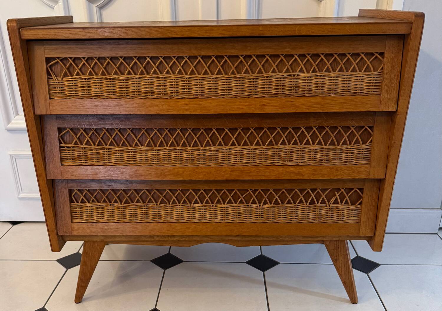 Vintage chest of drawers with compass feet