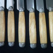 Set of 6 table knives Inoxidable steel and horn Stamped Châtellerault