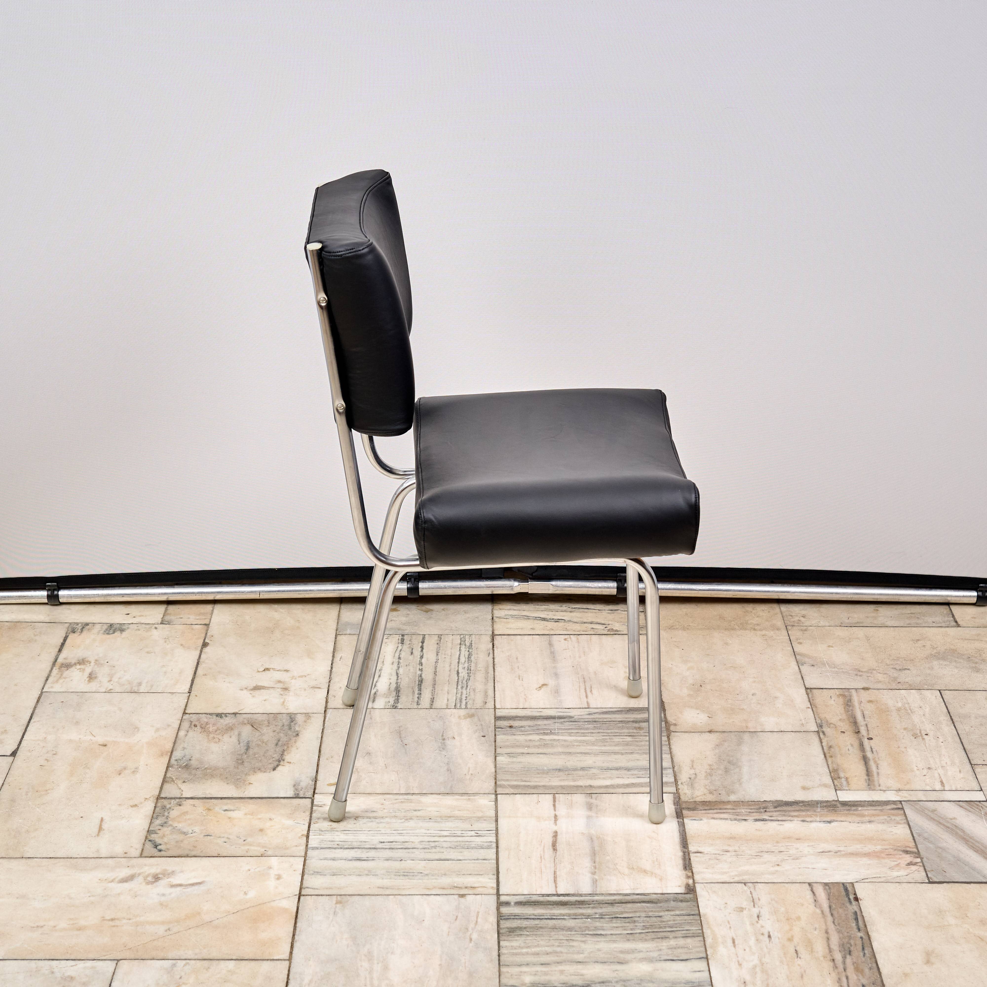 Vintage Leather Chair with Chrome Legs, 1970s, Czechoslovakia