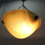 1970s vintage yellow speckled glass suspension – retro chain chandelier