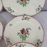 6 Gien earthenware dinner plates, Lorraine pattern