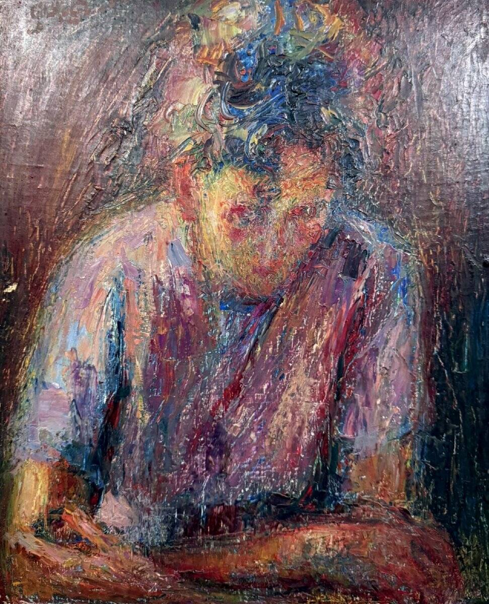 Oil on canvas – Expressionist portrait of a young woman – 20th century