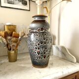 Brown and black glazed ceramic vase