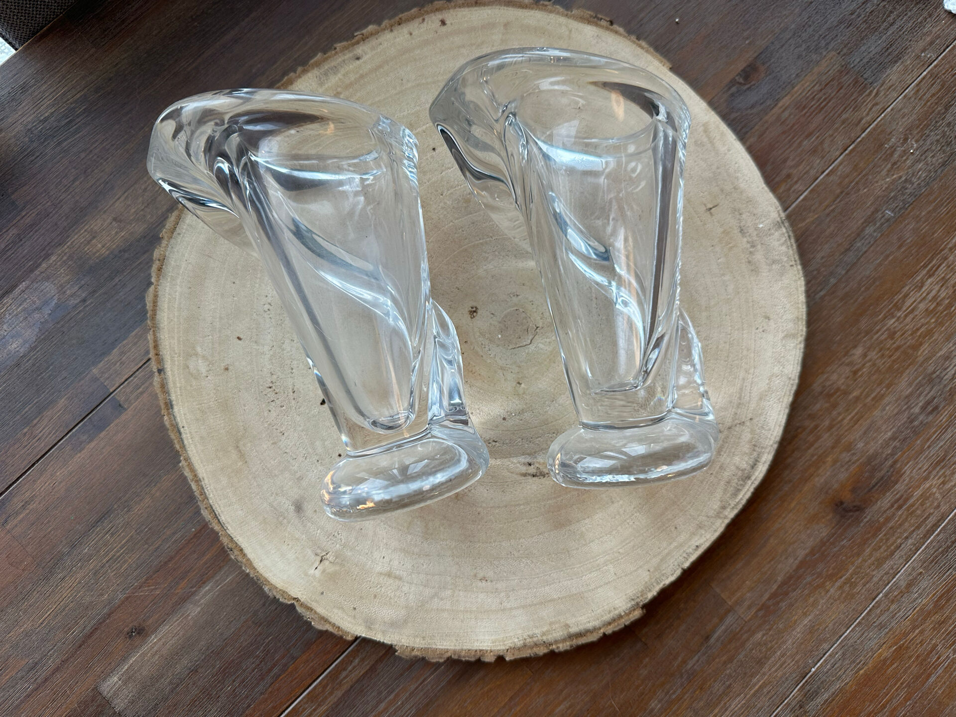 Jolie paire de vases en Cristal (Vannes) mid century