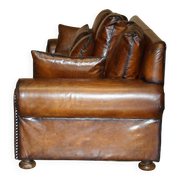 Pair of Ralph Lauren Jamaica club sofas restored in leather.