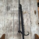 Ancienne crémaillère cuisson cheminée fer forgé noir xviiie vintage