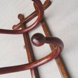 Wall-mounted coat and hat rack with 5 hooks by Thonet - 1900 - curved wood