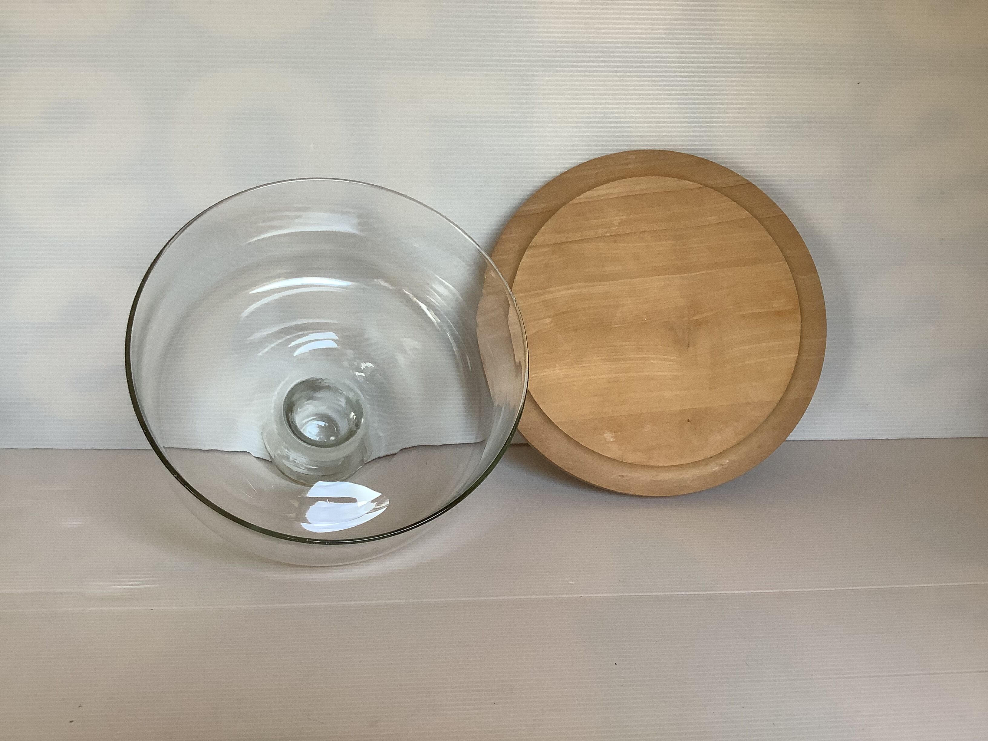 Cheese platter cheese bell year 70 wood and glass