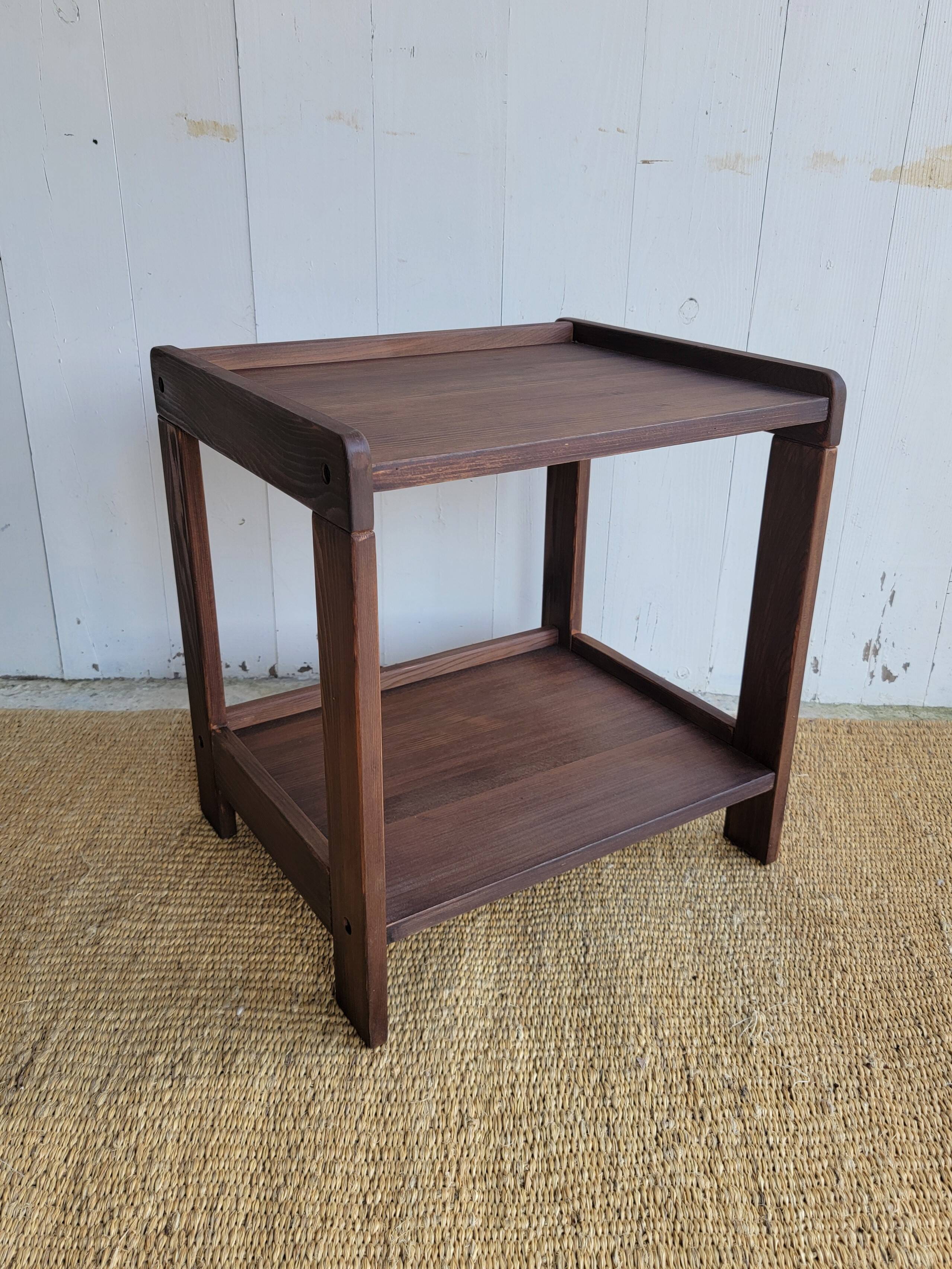 Dark wood bedside table - mid-century modern style