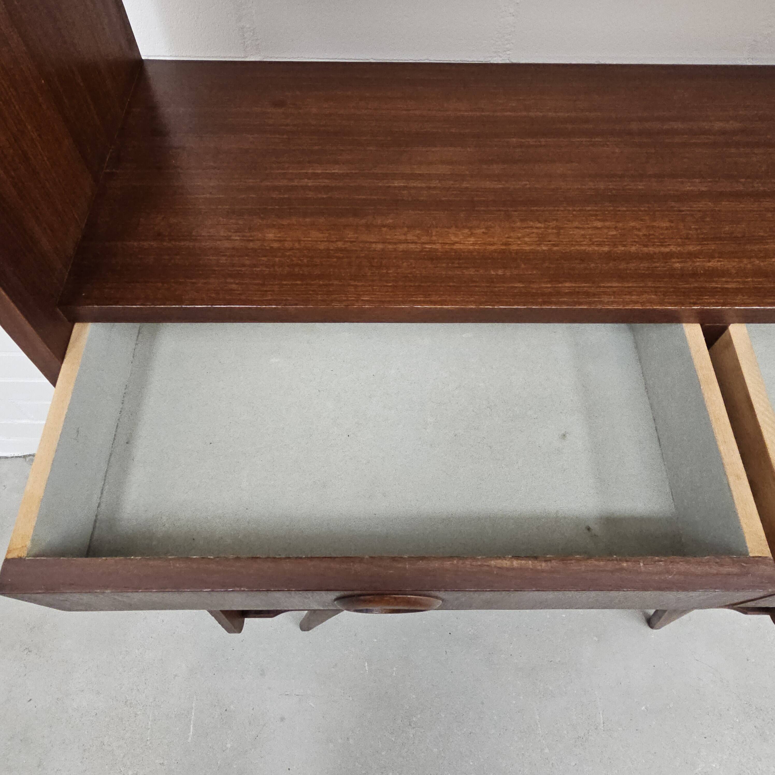 Vintage sideboard wall cabinet with glass sliding doors