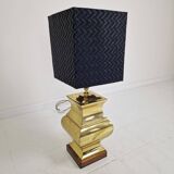 Paire de lampes de table de style Régence avec abat-jour noirs – Base en laiton et bois