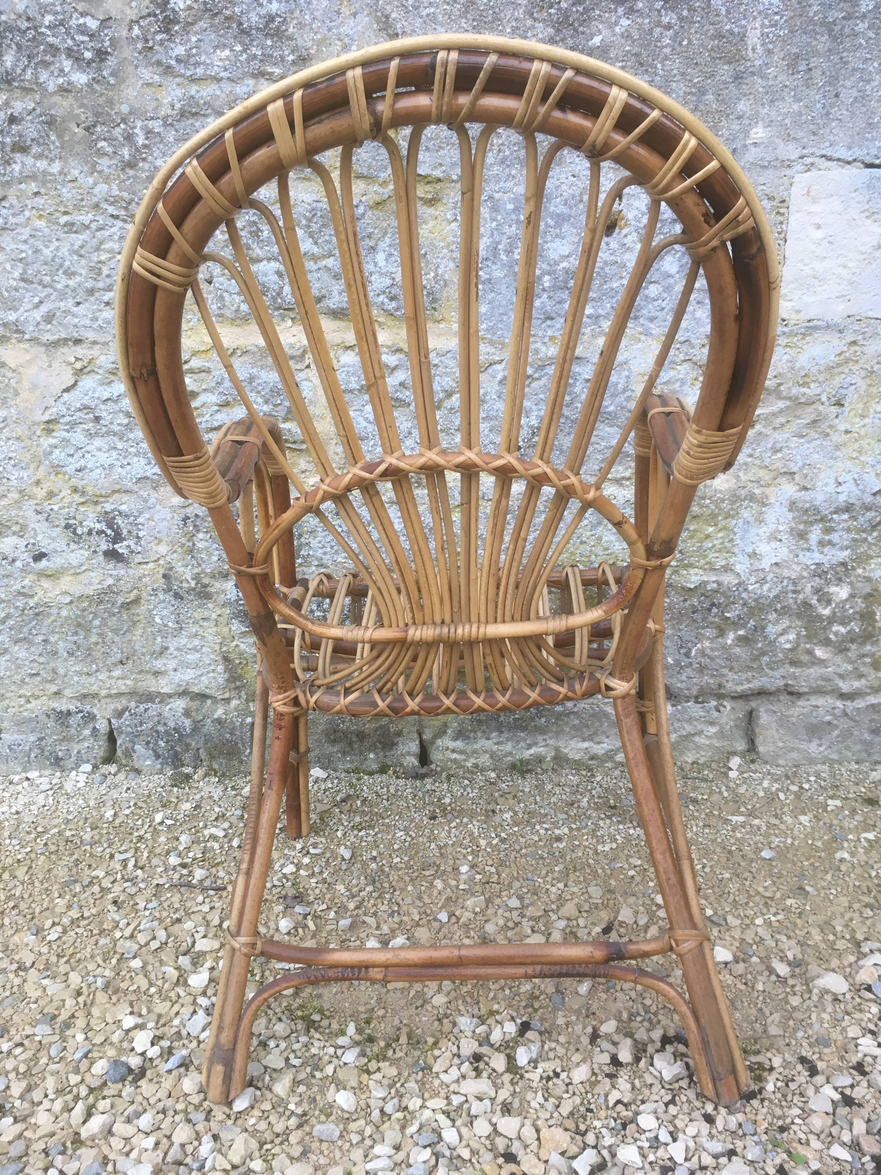 2 armchairs in old rattan