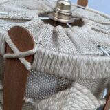 Scandinavian style jute and wood pendant light