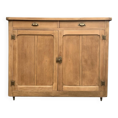 Grand buffet parisien billot et charnières papillons bois brut 1930