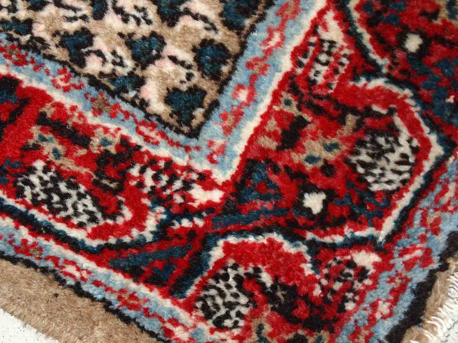 Vintage Indian Carpet Seraband handmade 65cm x 125cm 1970s, 1C801