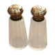 Saliere and pepper in solid silver cap
