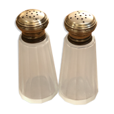 Saliere et poivrière en cristal bouchon argent massif