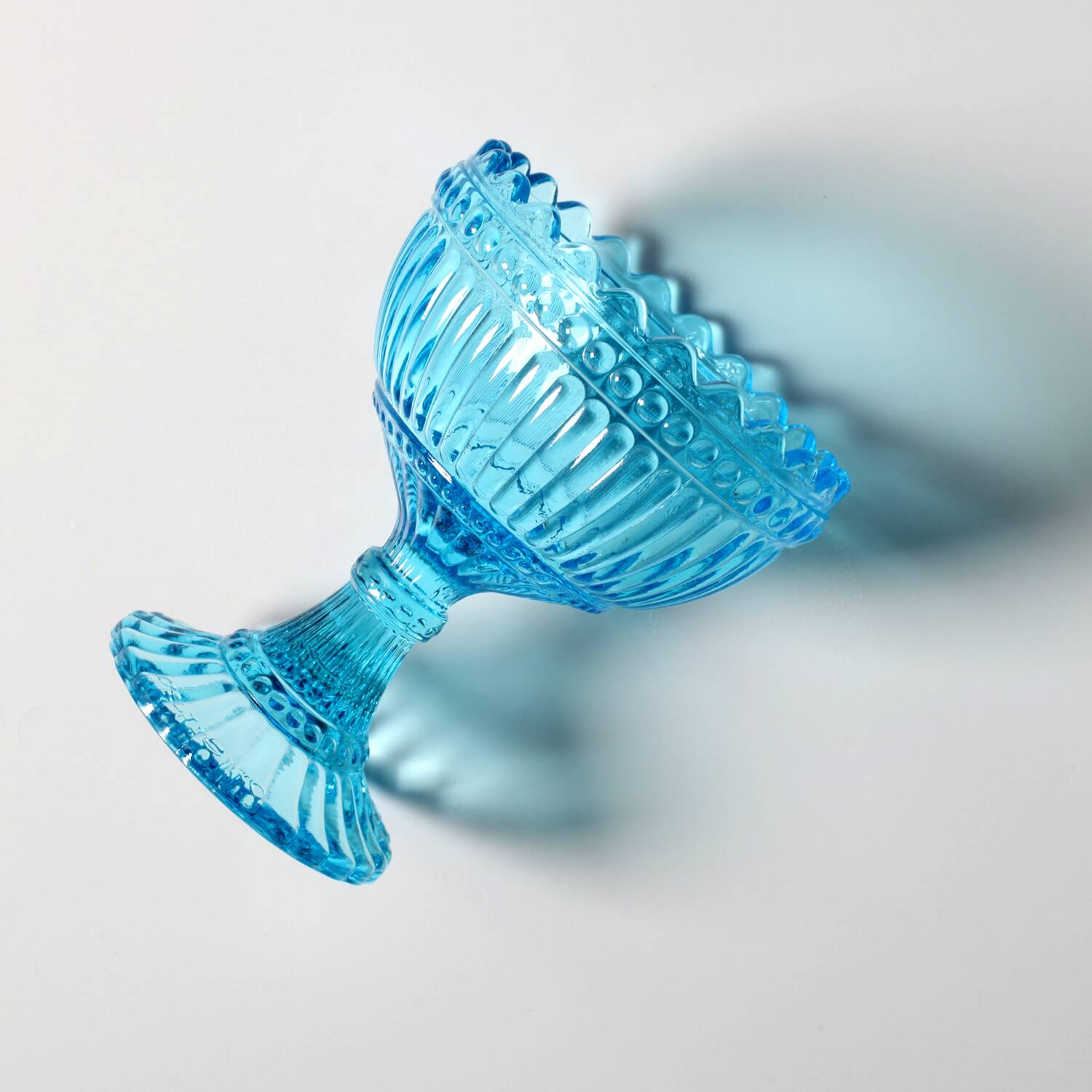 Vintage Iittala Marimekko Aqua Blue Pedestal Bowl - Finnish Design