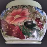 Hand-painted opaline vase, abstract floral patterns